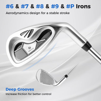 Men'S Complete Golf Clubs Package Set 10 Pieces Includes Alloy Driver Black