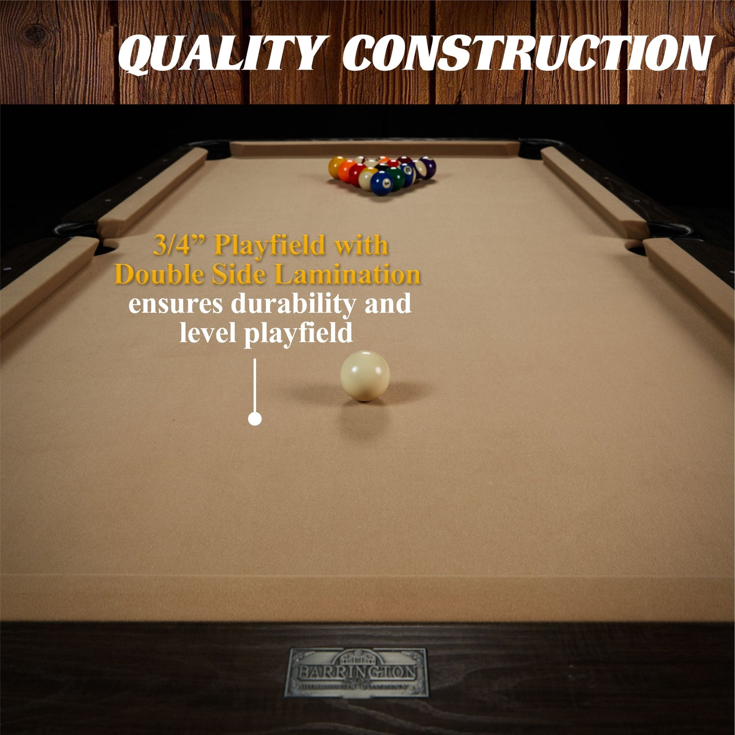 7.5 Ft Billiard Pool Table with Cue Rack, Dartboard, and Game Accessories, Tan, by