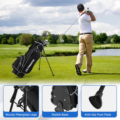 Men'S Complete Golf Clubs Package Set 10 Pieces Includes Alloy Driver Black