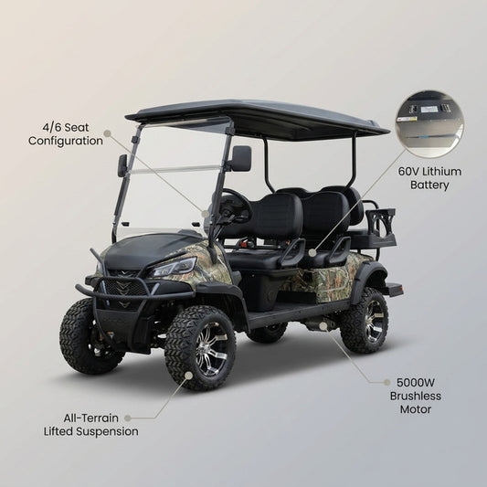 2026 Hot Sale off Road Club 4 6 Seater 60V Car Hunting Cart Golf Car 5000W Electric Golf Cart with Lithium Battery — Lifestyle