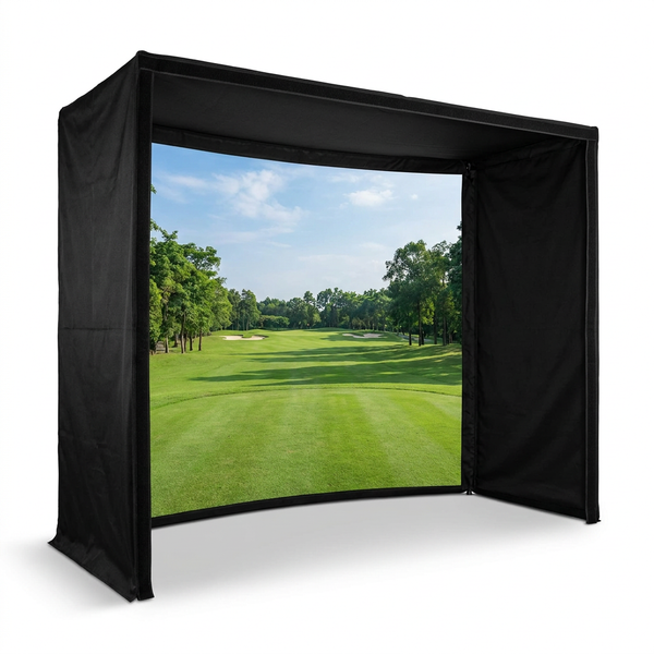 DIY Golf Simulator Impact Screen Frame Enclosure Kit Set, Use with Simulators, Durable Fabric with Velcro, Reinforced Black Border, 9.8'X9.8'X4.9'