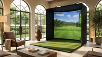 DIY Golf Simulator Impact Screen Frame Enclosure Kit Set, Use with Simulators, Durable Fabric with Velcro, Reinforced Black Border, 9.8'X9.8'X4.9' — Lifestyle
